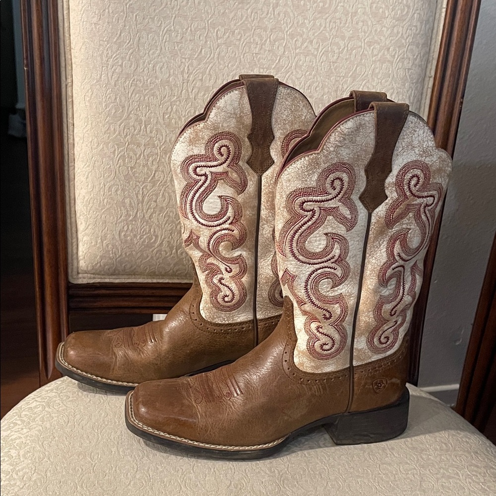 Ariat Brown and Cream Ankle Boots